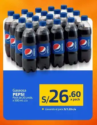 Makro Gaseosa pepsi pack 20 unids x 500ml oferta
