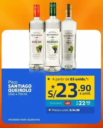 Makro Pisco santiago queirolo 750ml oferta