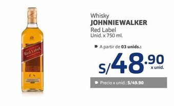Makro Whisky johnnie walker red label unid. x 750 ml oferta