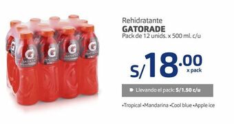 Makro Rehidratante gatorade pack de 12 unids. x 500 ml. c/u oferta