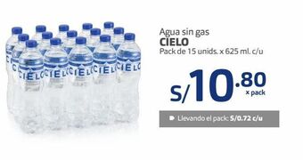 Makro Agua sin gas cielo pack de 15 unids. x 625 ml. c/u oferta