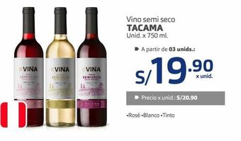 Makro Vino semi seco tacama unid. x 750 ml. oferta