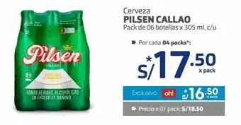Makro Cerveza pilsen callao pack de 06 botellas x 305 ml. c/u oferta