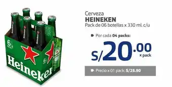 Makro Cerveza heineken pack de 06 botellas x 330 ml. c/u oferta