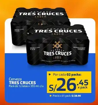 Makro Cerveza tres cruces pack de 12 latas x 355ml oferta