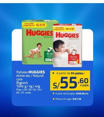 Makro Pañales huggies active sec / natural care bigpack oferta