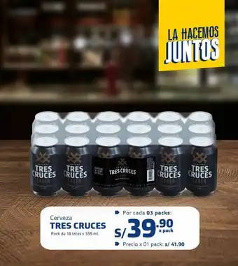 Makro Cerveza tres cruces pack de 18 latas x 355ml oferta