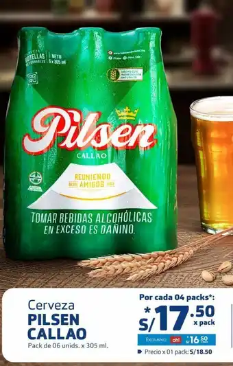 Makro Cerveza pilsen callao pack de 6 unids x 305ml oferta