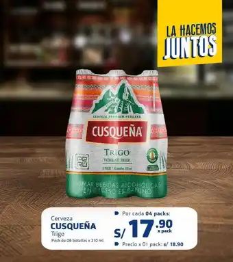 Makro Cerveza cusqueña trigo, pack de 6 botellas x 310ml oferta