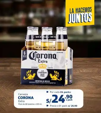 Makro Cerveza corona extra pack de 6 botellas x 355ml oferta