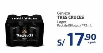 Makro Cerveza tres cruces lager pack de 06 latas x 473 m oferta