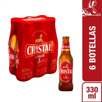 Tottus Six pack cerveza bicolor roja botella 330ml oferta