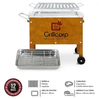 Caja china chica premium caoba + parrilla de platinas niqueladas 50x30x45 cm