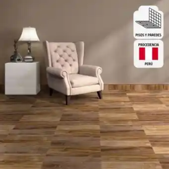 Sodimac Cerámica madera larch marron maderado 45x45cm para piso o pared oferta