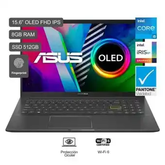 Hiraoka Laptop asus vivobook 15 oled k513ea 15.6" intel core i5-1135g7 512gb ssd 8gb ram oferta