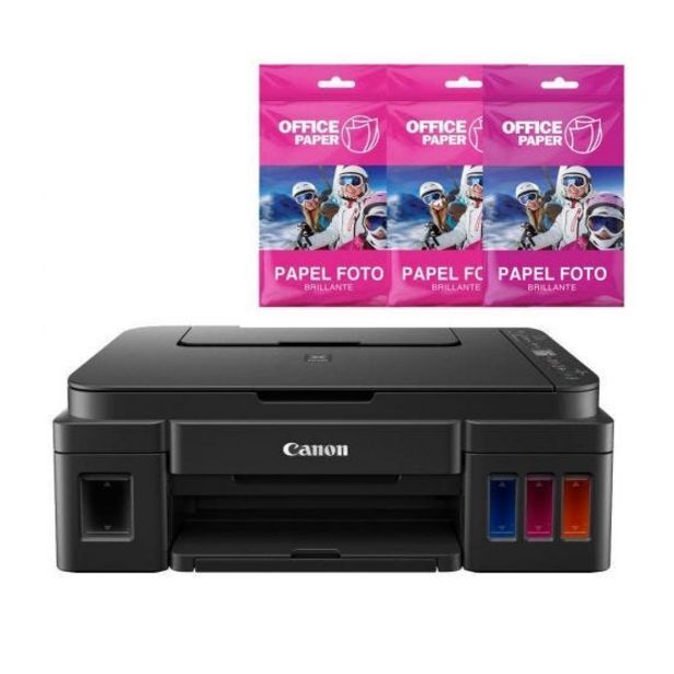 Impresora multifuncional canon pixma g3110 + papel foto brillante 180g x 10  hojas a4 x2 oferta en Hiraoka