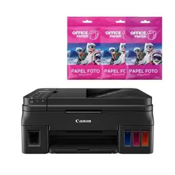Hiraoka Impresora multifuncional canon pixma g4110 + papel foto brillante 180g x 10 hojas a4 x2 oferta