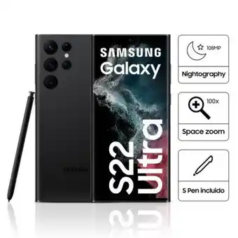 Hiraoka Celular libre samsung galaxy s22 ultra 6.8" 128gb 8gb ram negro sm-s908ezklltp oferta