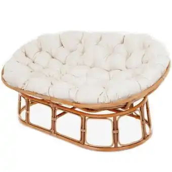 Casaideas Sofá dos cuerpos de ratán con cojín de tela 174x120x83 cm oferta