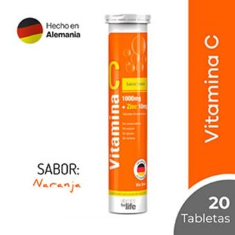 Mifarma Vitamina c + zinc vitamins for life tableta efervescente sabor naranja oferta