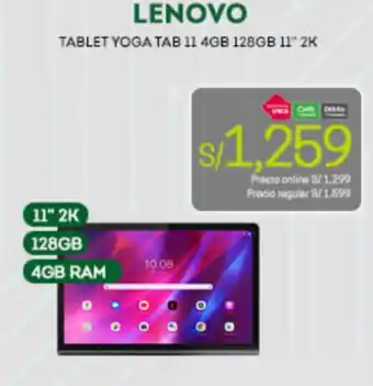 Tottus Lenovo Tablet Yoga Tab II 4GB 128GB 11" 2K oferta