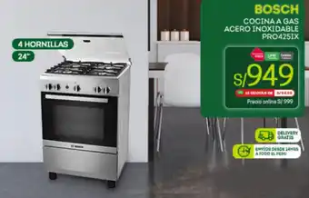 Tottus Bosch Cocina a Gas Acero Inoxidable Pro425IX oferta