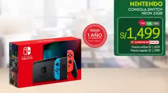 Tottus Nintendo Consola Switch Neon 32GB oferta