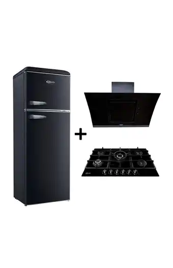 Tiendas EFE Tricombo klimatic: cocina empotrable aosta 90 + campana decorativa kamba + frigobar vintage oferta