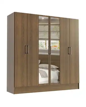 Tiendas EFE Ropero 6 puertas 2 cajones con espejo cannes rustic oferta