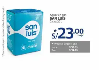 Makro Agua san luis 20 l oferta