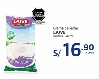 Makro Crema de leche laive bolsa x 946 ml. oferta
