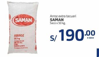 Makro Arroz extra tacuari saman saco x 50 kg oferta