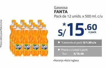 Makro Gaseosa fanta pack de 12 unids. x 500 ml. c/u oferta