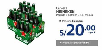 Makro Cerveza heineken pack de 6 botellas x 330 ml. c/u oferta