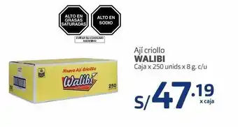 Makro Ají criollo walibi caja x 250 unids x 8 g. c/u oferta