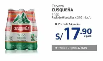 Makro Cerveza cusqueña trigo pack de 6 botellas x 310 ml. c/u oferta