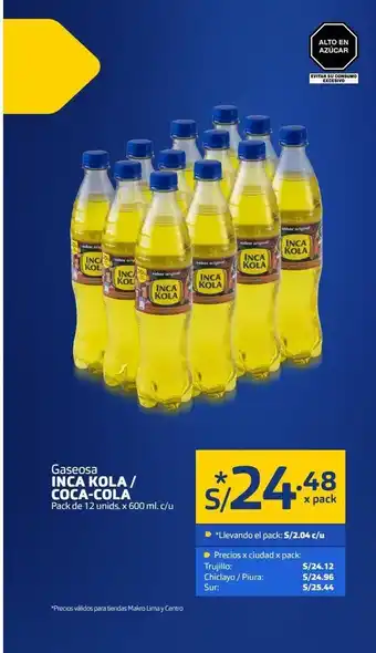 Makro Gaseosa inca kola / coca-cola oferta