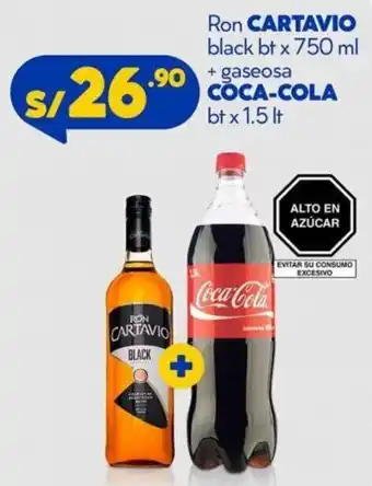Mass Ron Cartavio 750ml + Gaseosa Coca-cola 1.5L oferta