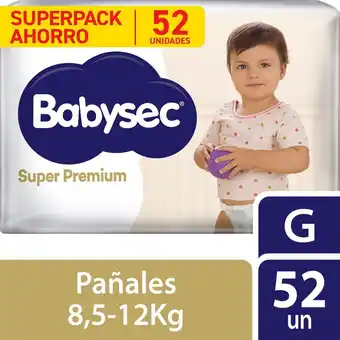 Tottus Pañal babysec super premium g 52 unidades oferta