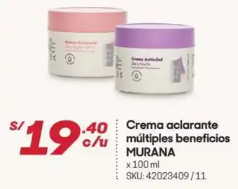 Hiperbodega Precio Uno Crema Aclarante Múltiples Beneficios Murana 100ml oferta