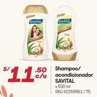 Hiperbodega Precio Uno Shampoo / Acondicionador Savital 530ml oferta