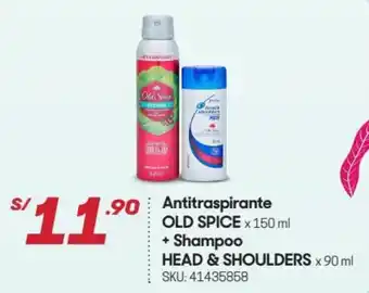 Hiperbodega Precio Uno Antitranspirante Old Spice 150ml + Shampoo Head & Shoulders 90ml oferta