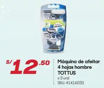 Hiperbodega Precio Uno Máquina de Afeitar 4 Hojas Hombre Tottus 3 und. oferta