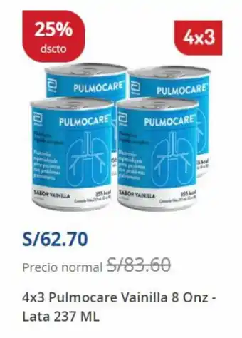 Boticas Perú 4x3 Pulmocare Vainilla 8 onz - Lata 237 ml oferta