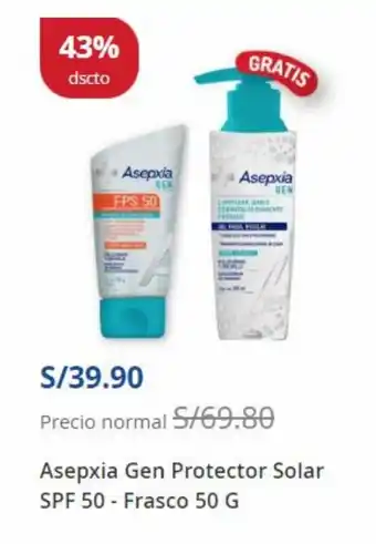 Boticas Perú Asepxia Gen Protector Solar SPF 50 - Frasco 50 g oferta