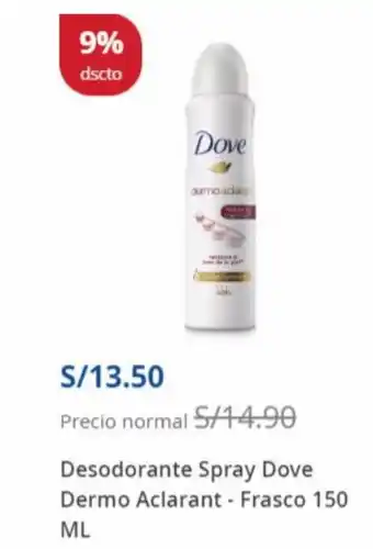Boticas Perú Desodorante Spray Dove Dermo Aclarant - Frasco 150 ml oferta