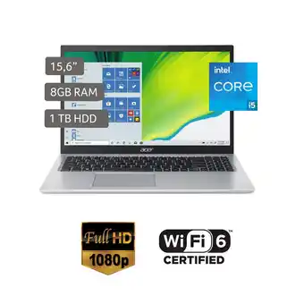 Tottus Laptop aspire 5 ci5 11va 8gb 1tb hdd silver oferta