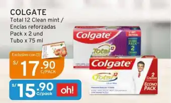 COLGATE Total 12 Clean mint / Encias reforzadas Pack x 2 und Tubo x 75 ml