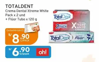 Mifarma TOTALDENT Crema Dental Xtreme White Pack x 2 und + Fluor Tubo x 120 g oferta