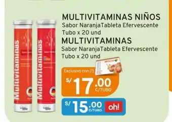 Mifarma MULTIVITAMINAS Niños Sabor Naranja Tableta Efervescente Tubo x 20 und / MULTIVITAMINAS Sabor Naranja Tableta Efervescente Tub oferta